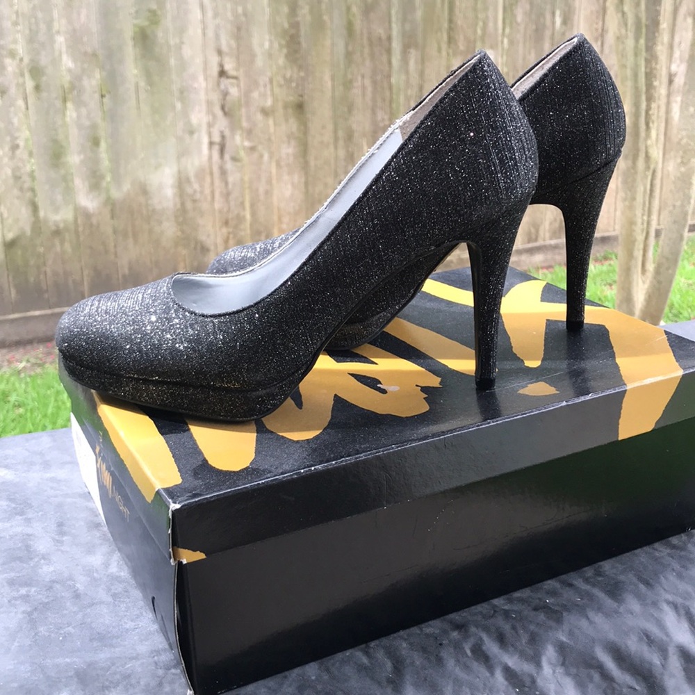 black sparkly heels